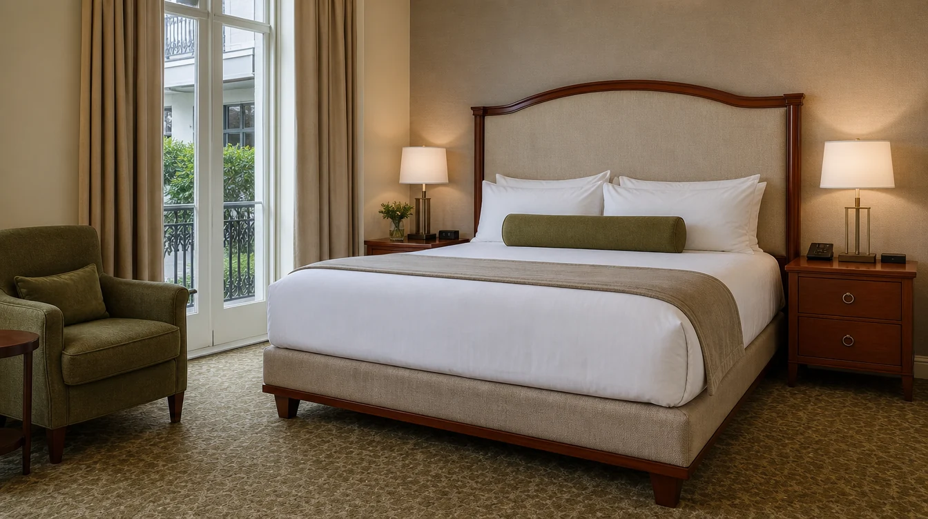Hotel headboard, bed base and matching nightstands in Louisiana