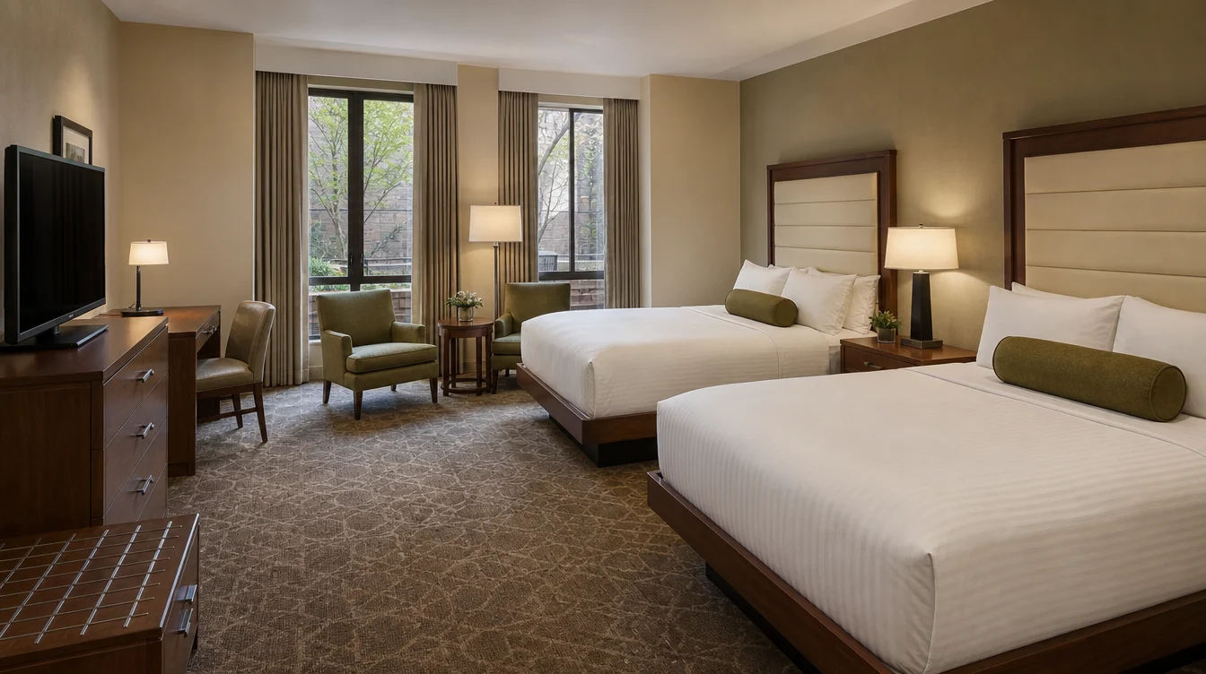 Complete hotel room package with bedroom furniture and seating in Louisiana