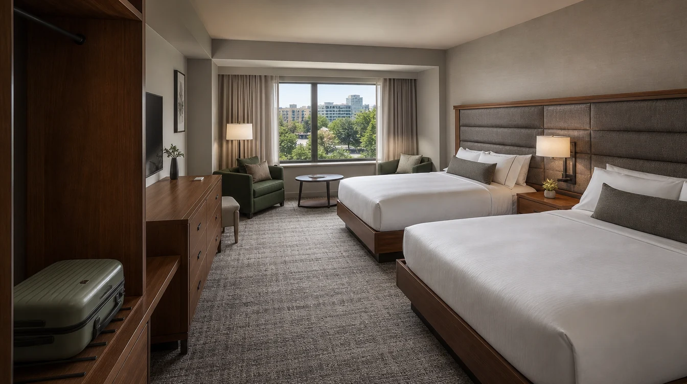 Complete hotel room package with bedroom furniture and seating in Washington